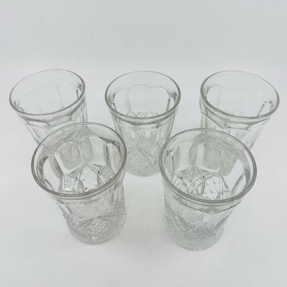VTG Glass Anchor Hocking Tumbler Set of 5 Clear Pressed Drinkware Glasses Cups - Picture 2 of 7